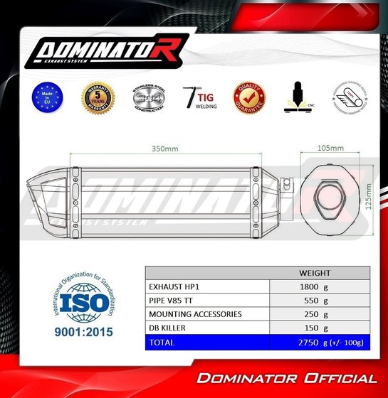 V85 TT (2021 - 2023) exhaust silencer muffler hp1 + db killer | Dominator