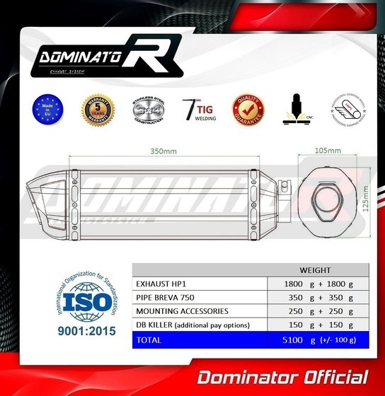 BREVA V 750 (2003 - 2009) exhaust silencer hp1 | Dominator